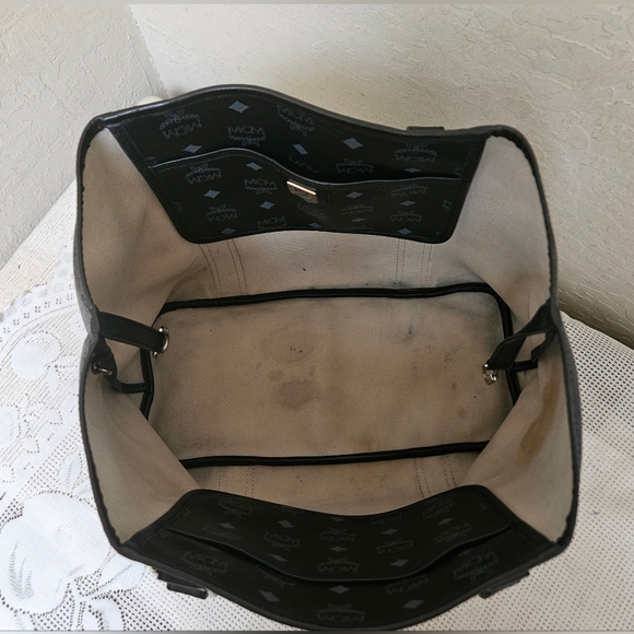 MCM Black Monogram Shoulder Tote Bag AUTHENTIC - Picture 8 of 16